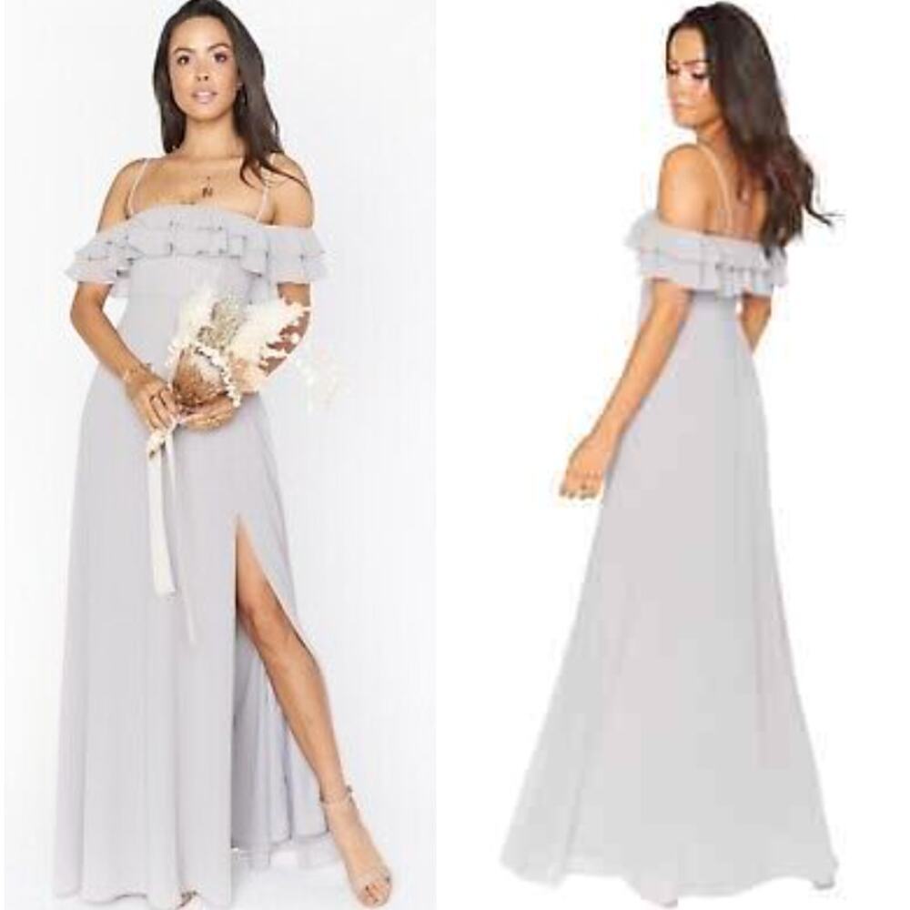 show me your mumu emma ruffle‎ maxi dress gray size XS